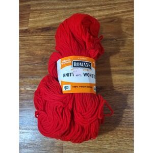 Vintage Romaxe 4 Ply 100% Wool 4 Ounces Red Yarn